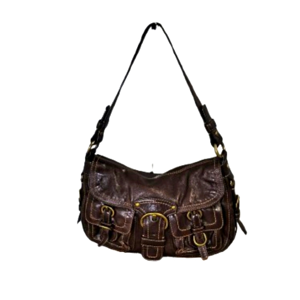 Coach Brown Leather Buckle Shoulder Bag